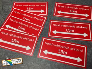 Borden houd 1,5 meter afstand ivm corona in diverse uitvoeringen.